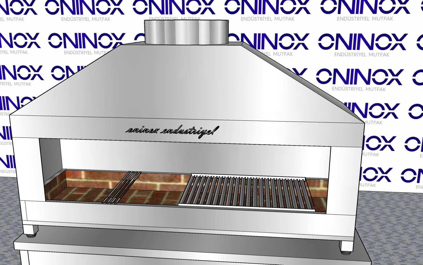 Oninox 100 cm Kömürlü Kebap-Et Pişirme Ocağı