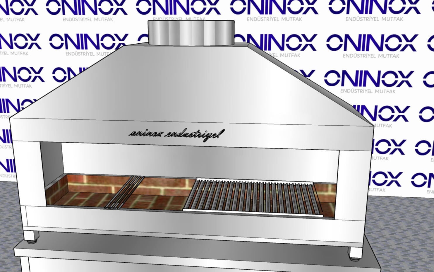 Oninox 100 cm Kömürlü Kebap-Et Pişirme Ocağı