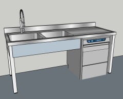 Çiftli Krom Evye Bulaşık Makinesi Girişli