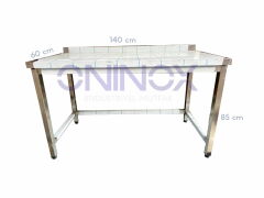 Krom Çalışma Tezgahı 140 cm | Paslanmaz Çelik Endüstriyel Mutfak Tezgahı