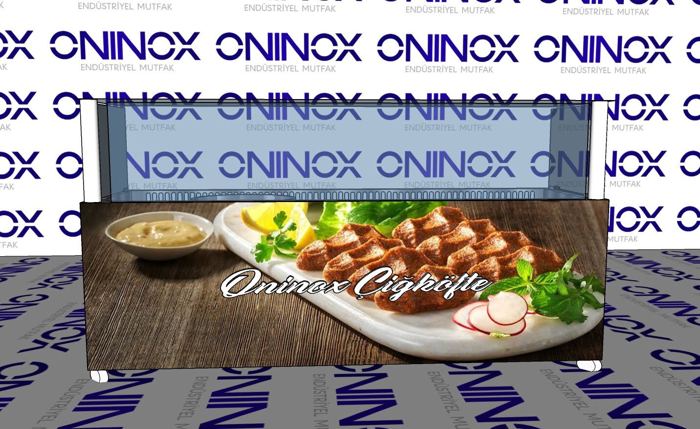 Çiğköfte Tezgahı 150 cm | Camlı Paslanmaz Çelik Servis Tezgahı