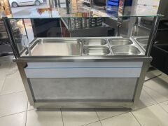 Pilav Tezgahı 4 Bölmeli 140x65x125 cm | Endüstriyel Sıcak Yemek Servis Tezgahı