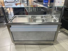 Pilav Tezgahı 4 Bölmeli 140x65x125 cm | Endüstriyel Sıcak Yemek Servis Tezgahı
