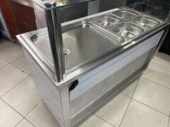 Pilav Tezgahı 4 Bölmeli 140x65x125 cm | Endüstriyel Sıcak Yemek Servis Tezgahı