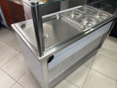 Pilav Tezgahı 4 Bölmeli 140x65x125 cm | Endüstriyel Sıcak Yemek Servis Tezgahı