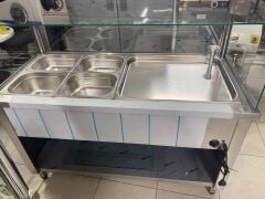 Pilav Tezgahı 4 Bölmeli 140x65x125 cm | Endüstriyel Sıcak Yemek Servis Tezgahı