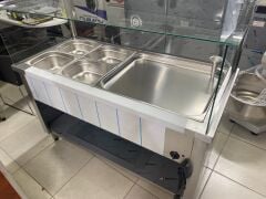 Pilav Tezgahı 4 Bölmeli 140x65x125 cm | Endüstriyel Sıcak Yemek Servis Tezgahı