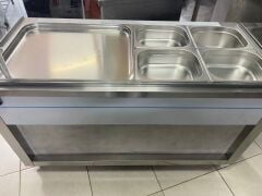 Pilav Tezgahı 4 Bölmeli 140x65x125 cm | Endüstriyel Sıcak Yemek Servis Tezgahı