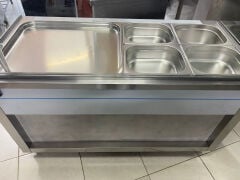 Pilav Tezgahı 4 Bölmeli 140x65x125 cm | Endüstriyel Sıcak Yemek Servis Tezgahı