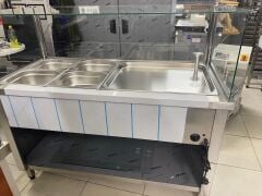 Pilav Tezgahı 4 Bölmeli 140x65x125 cm | Endüstriyel Sıcak Yemek Servis Tezgahı