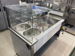 Pilav Tezgahı 4 Bölmeli 140x65x125 cm | Endüstriyel Sıcak Yemek Servis Tezgahı